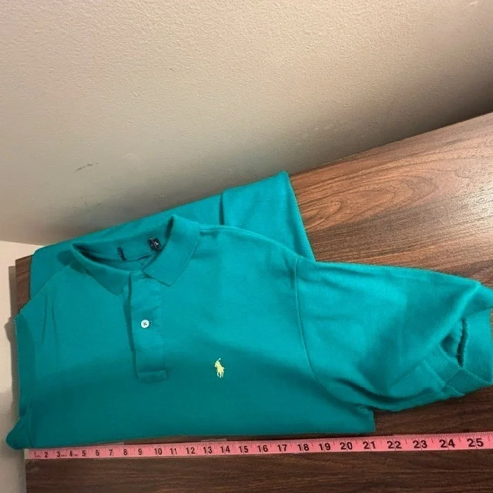 Mens L Polo Ralph Lauren Polo Shirt Green Embroidered Pony Logo Short Sleeve